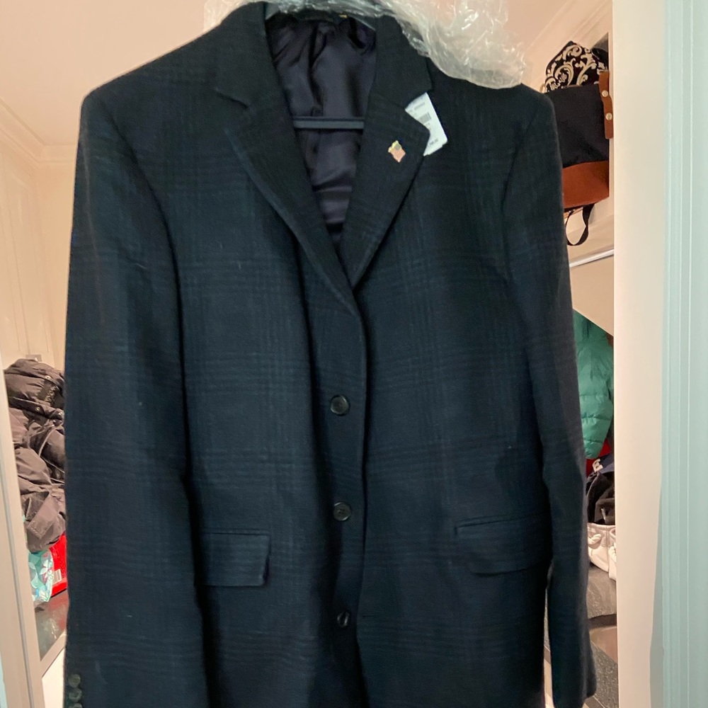 Brooks Brothers plaid Vitale Barberis Canonico wool coat size 50R